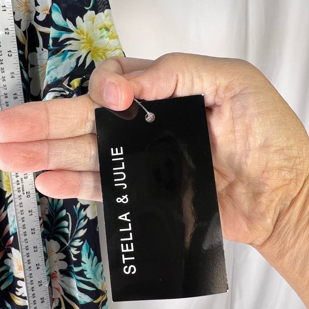 Navy Dress with Floral Sheer Kimono Size 18 NWT - Picture 8 of 9